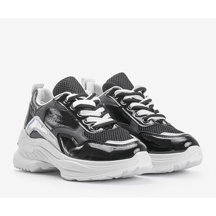 Crne tenisice s holografskim umetcima Karlie crno 1