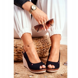 PS1 Tommy crne pletene sandale na klin smeđa crna 1