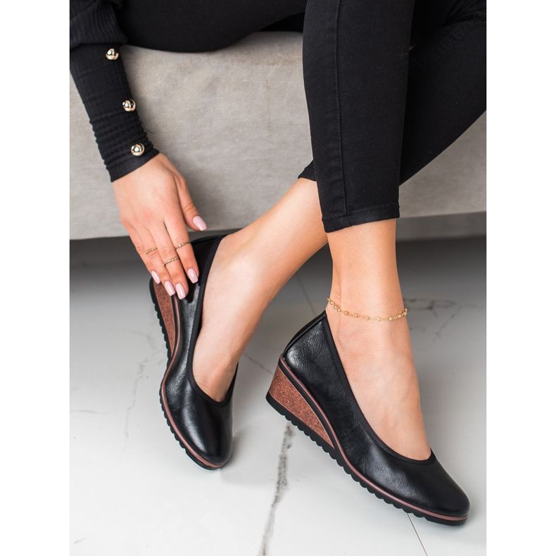 Crne balerine na klinu VINCEZA crna 1