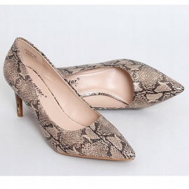 Ženska zmijska koža na štiklu, bež CD61P Khaki kaki 1