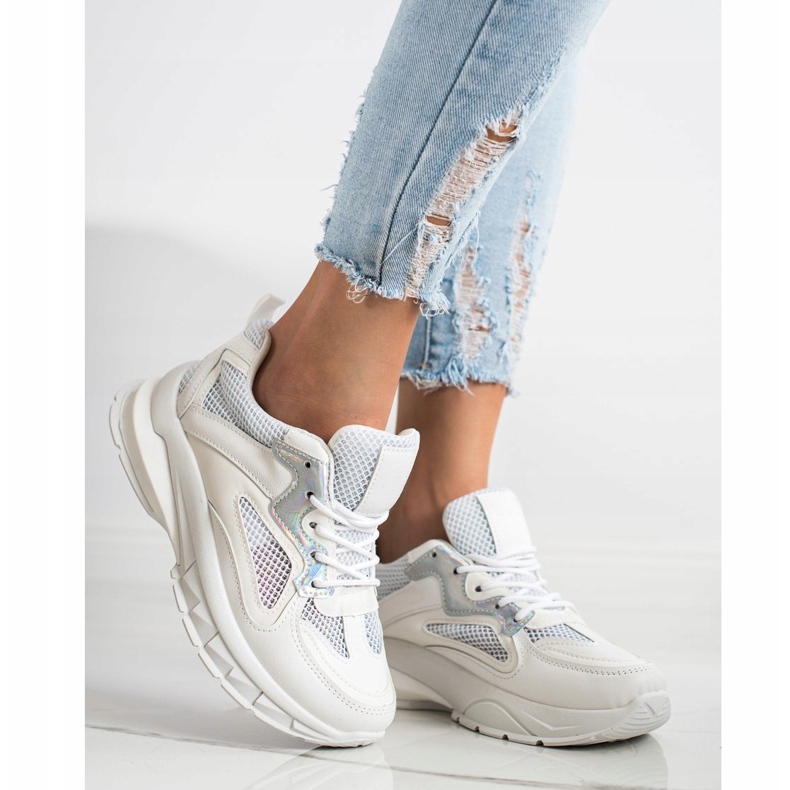 SHELOVET Bijele tenisice na platformi bijela 1