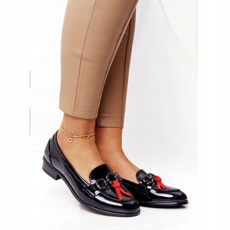 Elegantne ženske natikače Vinceza 10585 Lakirano crno crna crvena 1