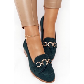 Elegantne ženske mokasine Vinceza 10585 Suede Green zelena zlatni 2