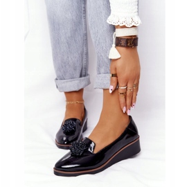 Elegantne cipele na klin Vinceza 10580 Lakirano crno 1