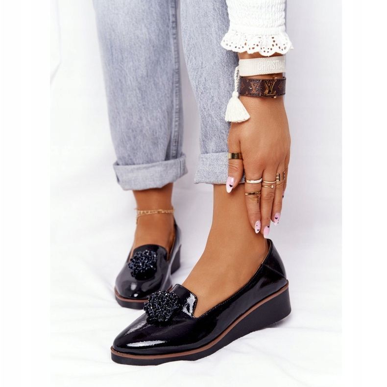 Elegantne cipele na klin Vinceza 10580 Lakirano crno crna 1