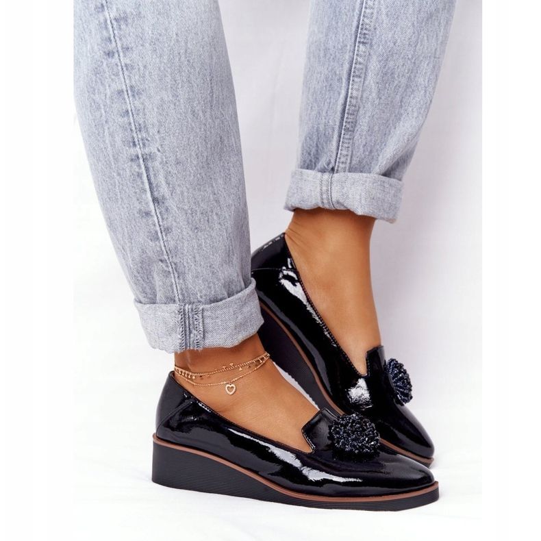 Elegantne cipele na klin Vinceza 10580 Lakirano crno 2