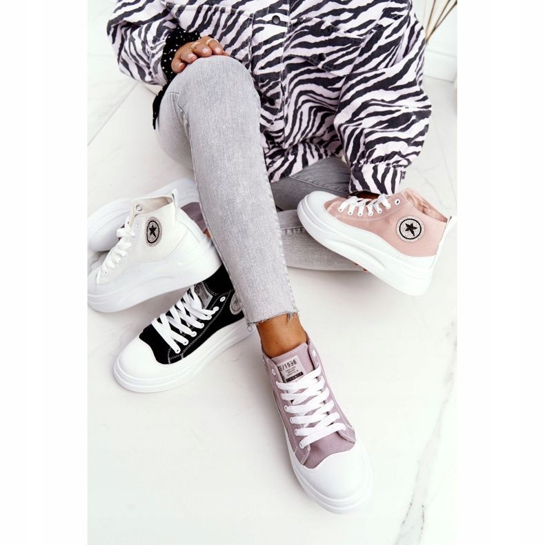 Ženske visoke tenisice na platformi Black Nice Girl bijela crna 1