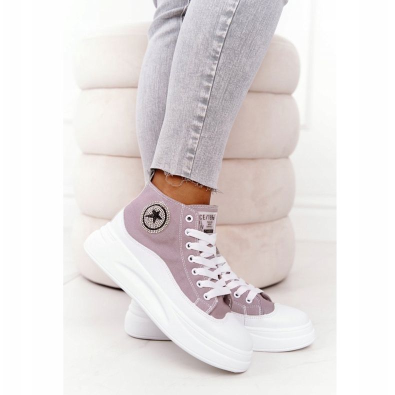 Ženske visoke tenisice na sivoj platformi Lijepa djevojka bijela siva 1