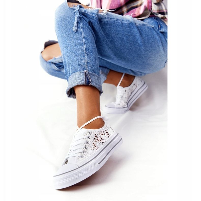 FB2 Ženske bijele tenisice od čipke Candice bijela 1