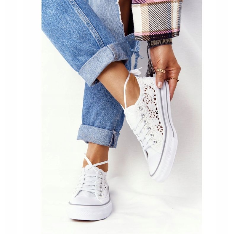 FB2 Ženske bijele tenisice od čipke Candice bijela 2