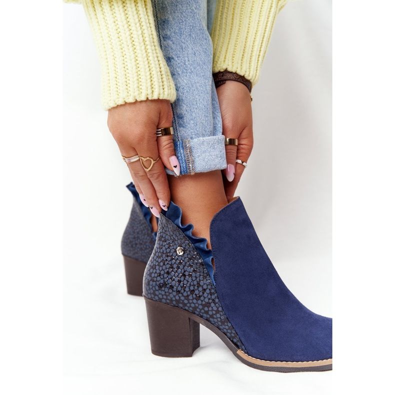 Ženske kožne čizme na visoku petu Maciejka Navy blue 04833-17 mornarsko plava 1