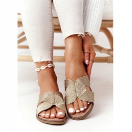 S.Barski Elegantne ženske papuče S. Barski Gold bež zlatni 1