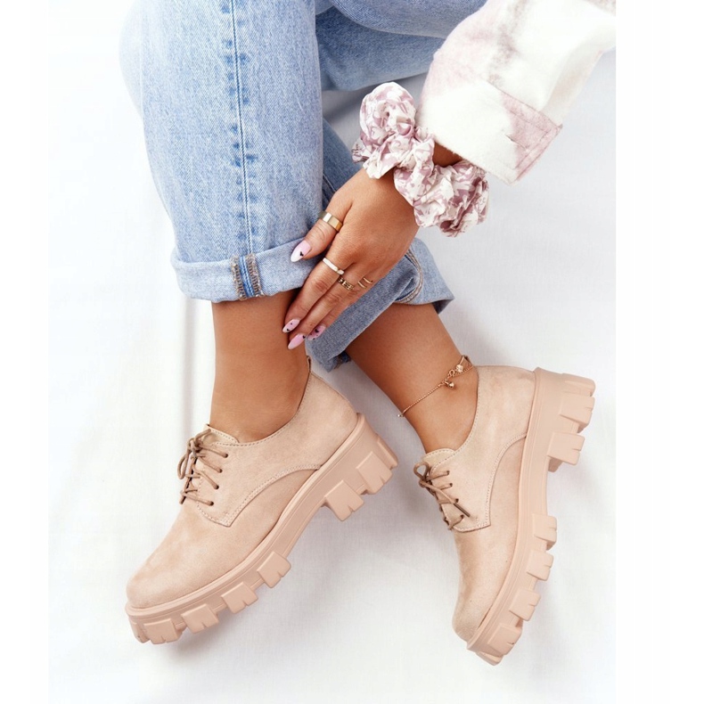 PS1 Ženske cipele od antilopa Oxfords na platformi Nude Imogen bež ružičasta 1