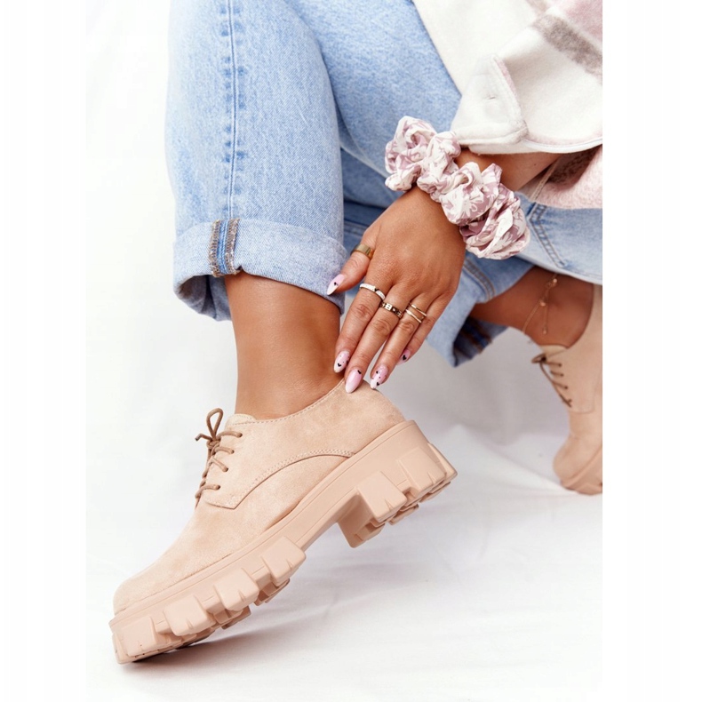 PS1 Ženske cipele od antilopa Oxfords na platformi Nude Imogen bež ružičasta 2