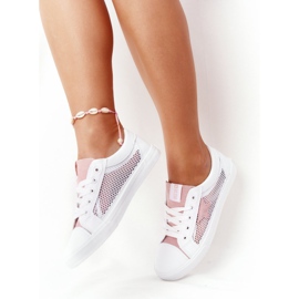 Ženske tenisice s mrežom Big Star DD274688 Bijelo-ružičasta bijela 2