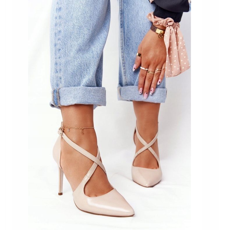 PV3 Elegantna koža Visoke potpetice Visconi 7400 Bež 1