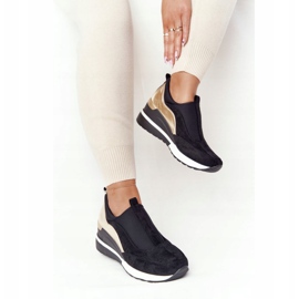 Vinceza 10593 Crno-zlatne tenisice na klin crna zelena 1