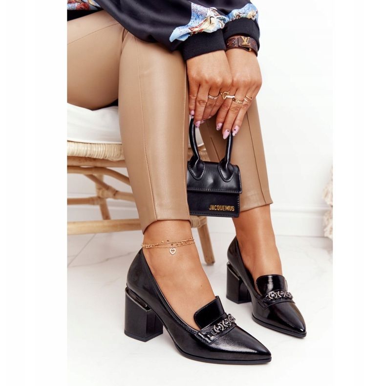 Elegantne pumpe na šipki S.Barski Premium Black crno 1