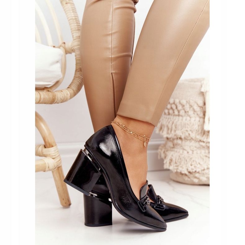 Elegantne pumpe na šipki S.Barski Premium Black crno 2