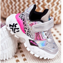 FRROCK Sportske dječje cipele sa čičak srebrom Be Happy siva 3