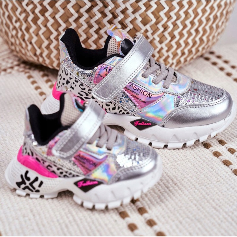 FRROCK Sportske dječje cipele sa čičak srebrom Be Happy siva 6