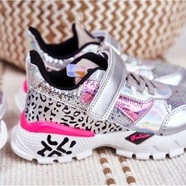 FRROCK Sportske dječje cipele sa čičak srebrom Be Happy siva 7