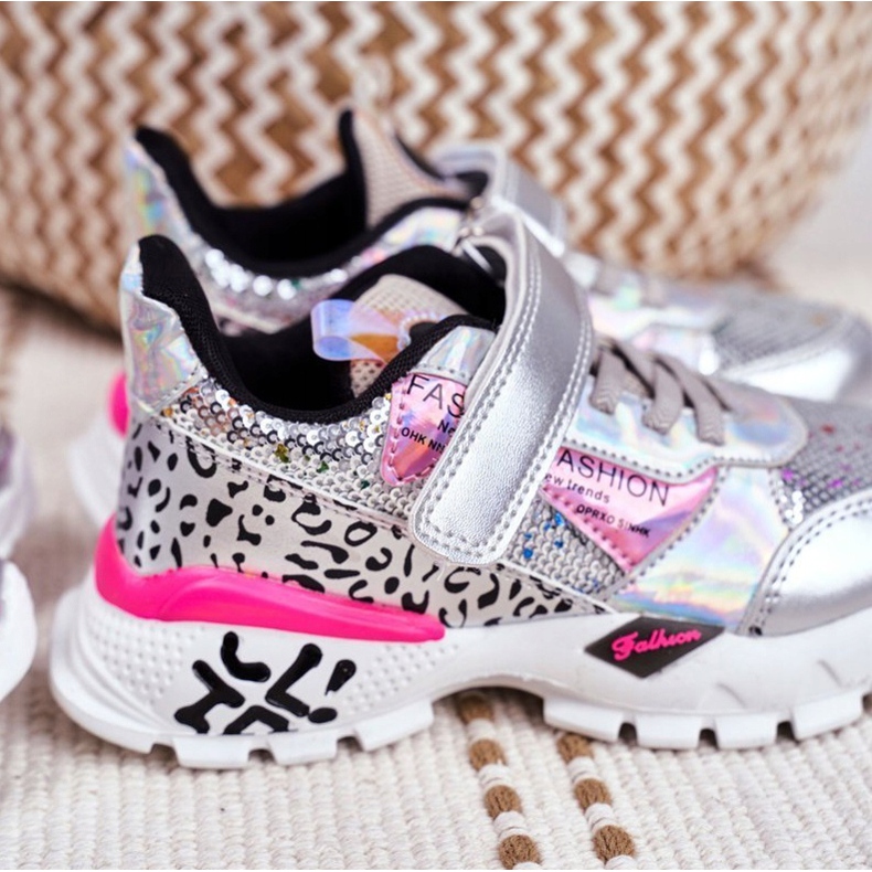 FRROCK Sportske dječje cipele sa čičak srebrom Be Happy siva 7