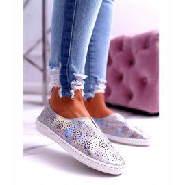 Jezzi Ženske sive kožne tenisice Comfort Insert siva 1