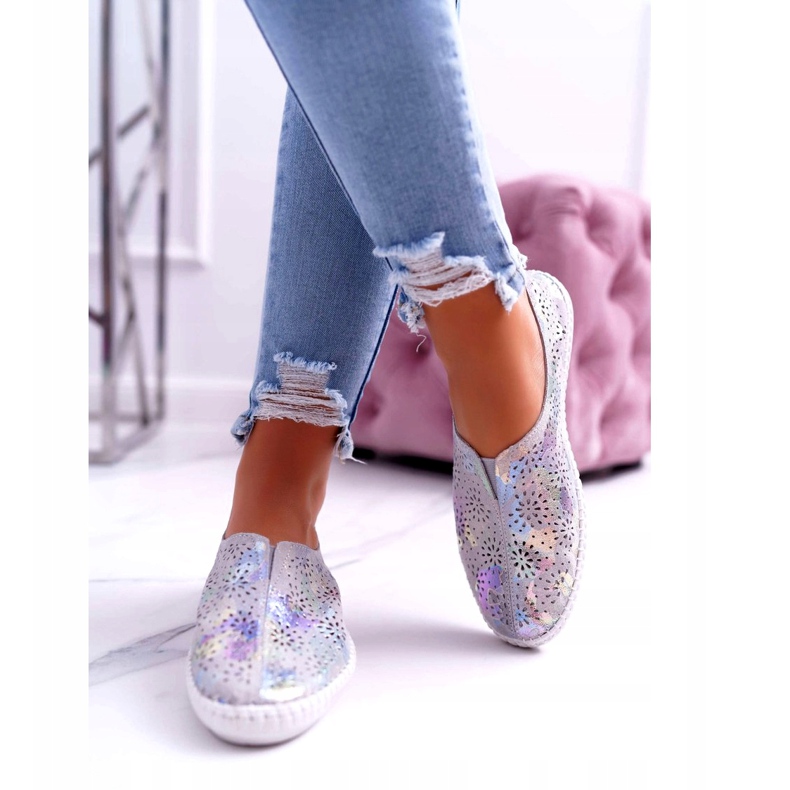 Jezzi Ženske sive kožne tenisice Comfort Insert siva 4