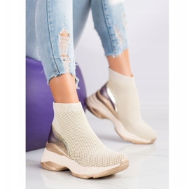 SHELOVET Tenisice s visokim tekstilom bež 1