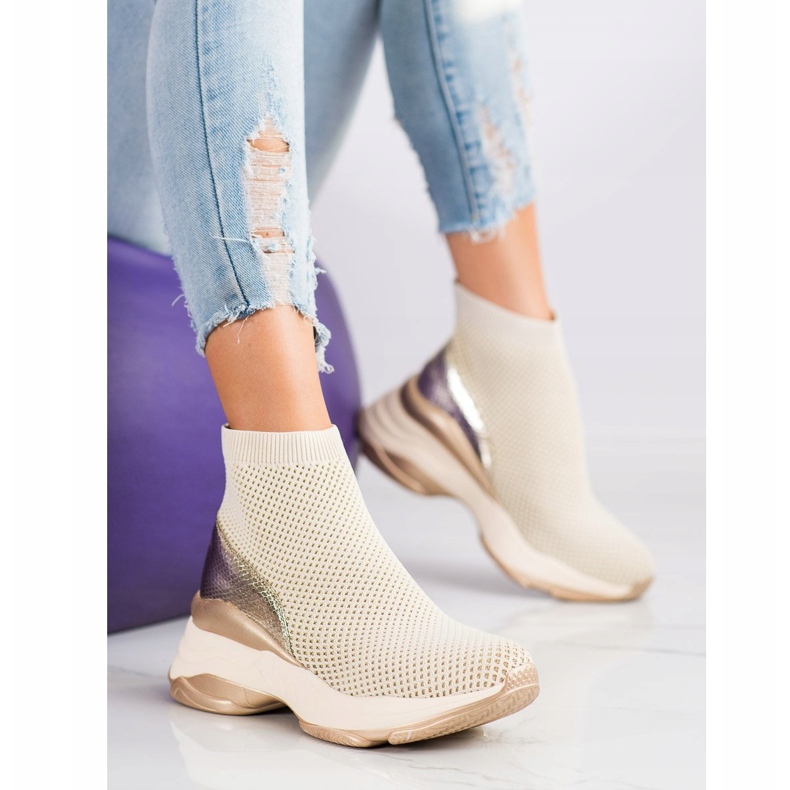 SHELOVET Tenisice s visokim tekstilom bež 1