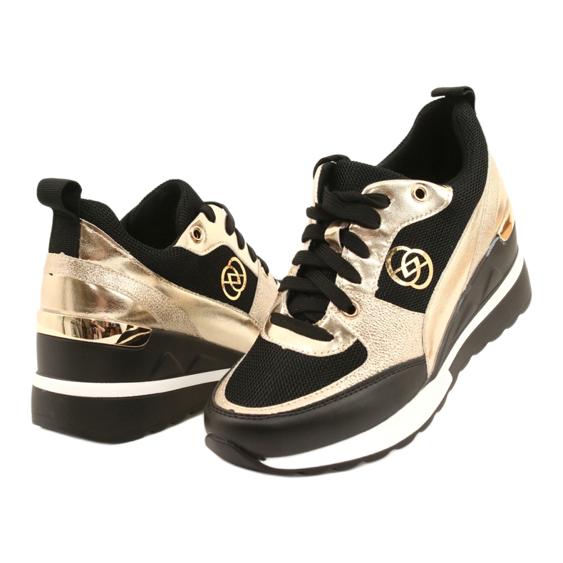 Evento Ženske tenisice na klin 21PB35-4001 Roxet od crnog zlata crna zlatni 3