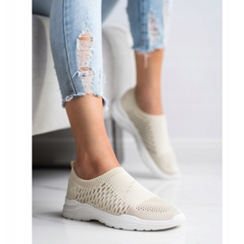Ideal Shoes Udobne ažurne tenisice bež 1