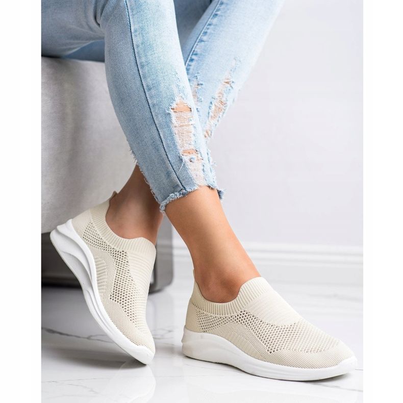 Ideal Shoes Sportski slipon bež boje smeđa 2