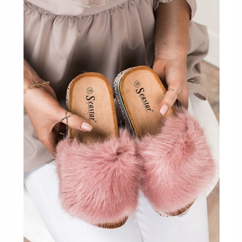 Seastar Modne papuče na dekorativnoj platformi ružičasta 2