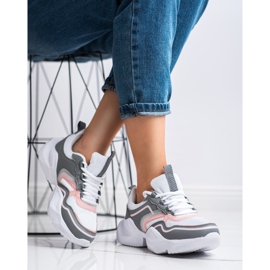 SHELOVET Lagane sportske tenisice bijela ružičasta siva 2