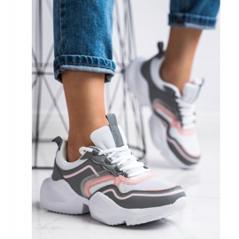 SHELOVET Lagane sportske tenisice bijela ružičasta siva 1