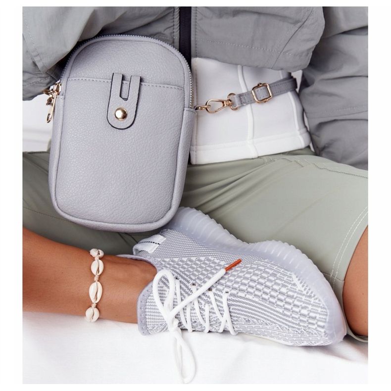 Ženske sportske cipele na gelskoj podlozi sive boje bijela siva 1