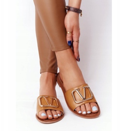 PS1 Ženske klasične papuče Camel Vicky smeđa zlatna 2