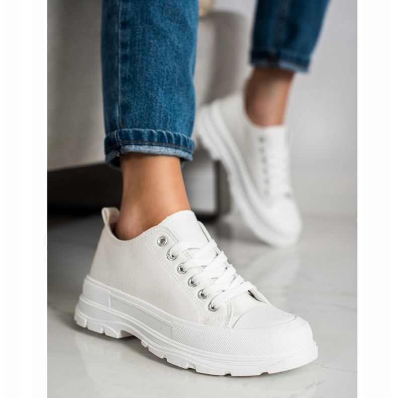 SHELOVET Bijele tenisice na platformi bijela 2