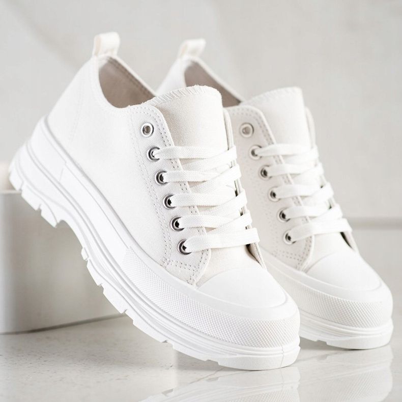 SHELOVET Bijele tenisice na platformi bijela 1