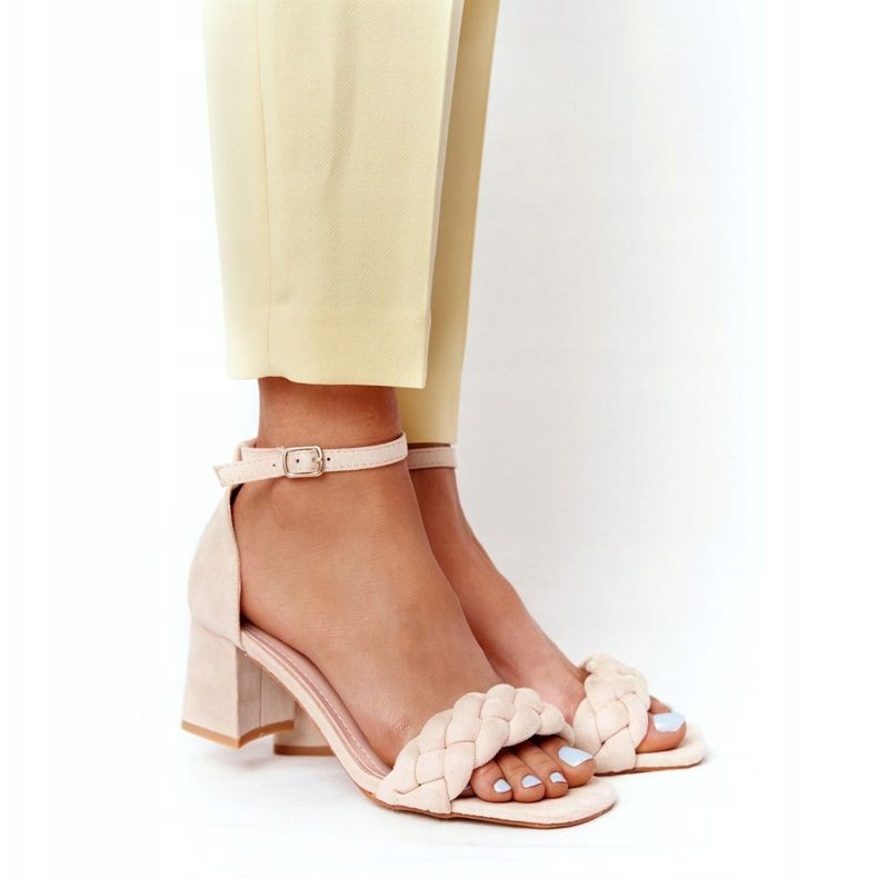 PS1 Suede Sandale na visoku petu Bež Long Island 2