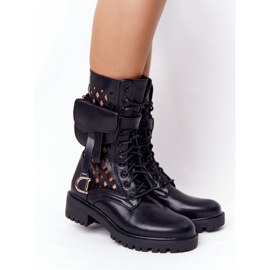 PS1 Ažurne crne čizme s bubrežnom rock zvijezdom crna 1