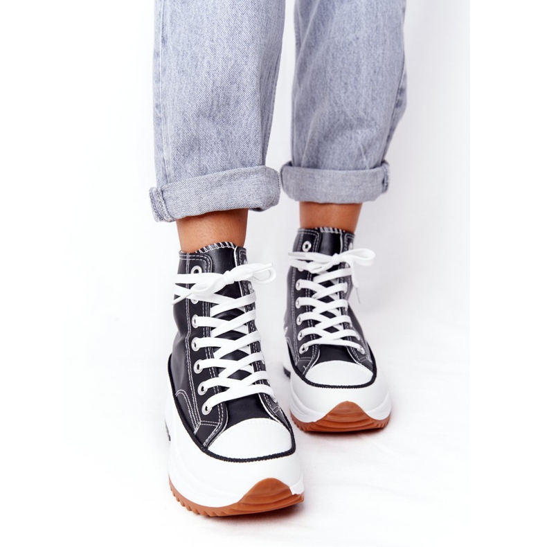 PS1 Kožne tenisice na platformi Black Coachella bijela crna 1