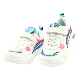 American Club Modne halografske sportske cipele ES23 / 21 bijela ružičasta zelena 2