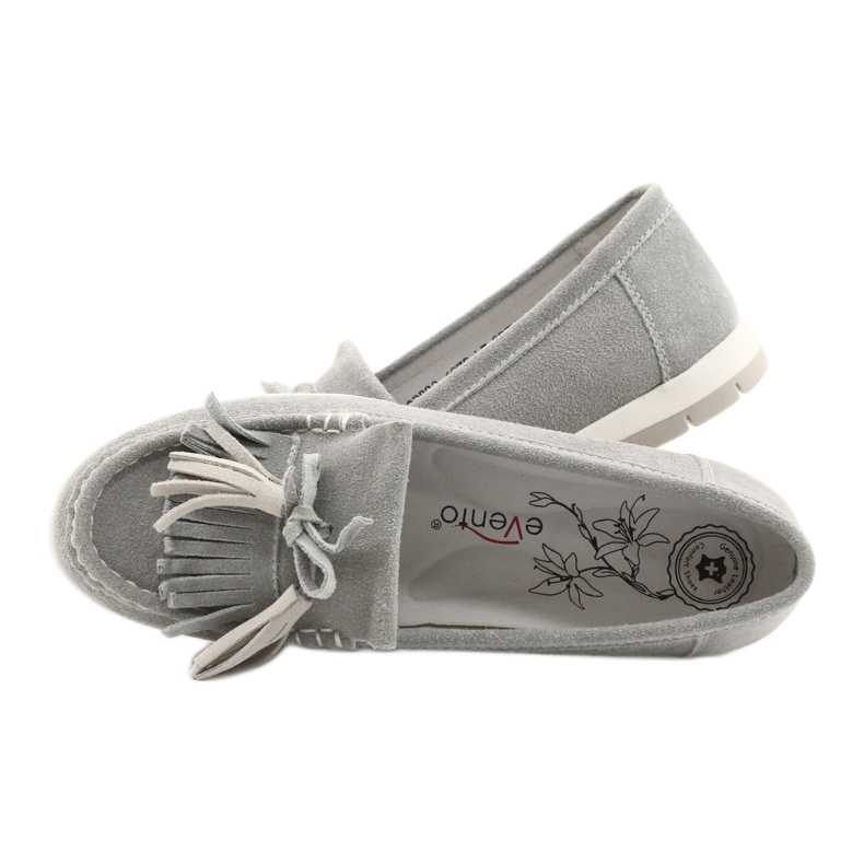 Evento Ženske natikače, antilop koža s resama, sivi batist siva 4