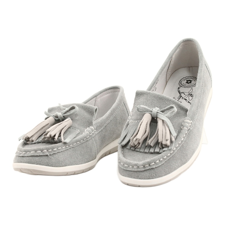 Evento Ženske natikače, antilop koža s resama, sivi batist siva 1