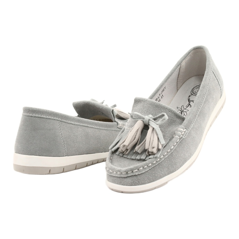 Evento Ženske natikače, antilop koža s resama, sivi batist siva 2