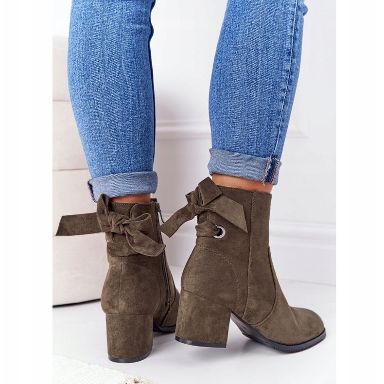 PJ1 Ženske tople čizme na petu Kayla zelena 2