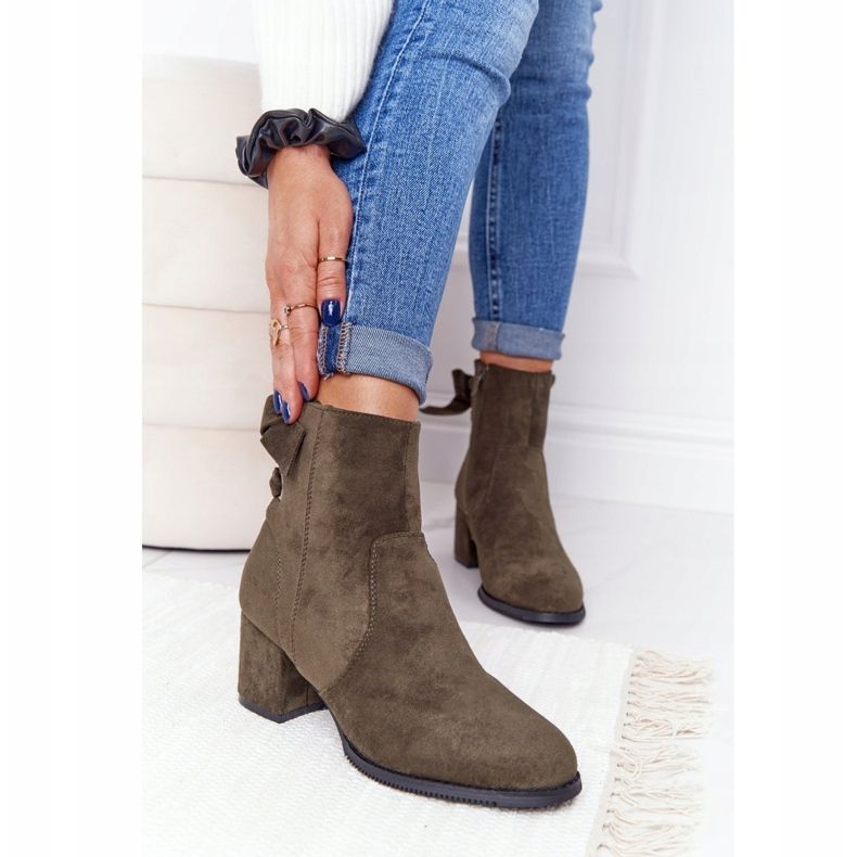 PJ1 Ženske tople čizme na petu Kayla zelena 1